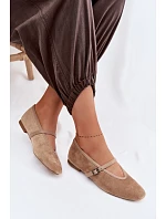 Baleríny s Páskem Eko Semišové Béžové Felora
