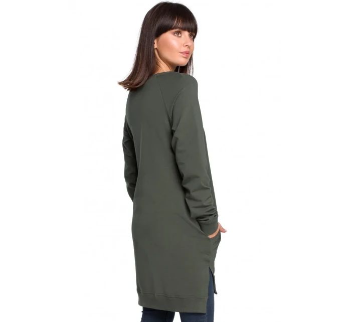 Tunika nadměrné velikosti s boky zelená model 15099615 - BeWear Tunika nadměrné velikosti s boky zelená model 15099615 - BeWear