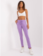 Světle fialové basic kalhoty s elastickým pasem