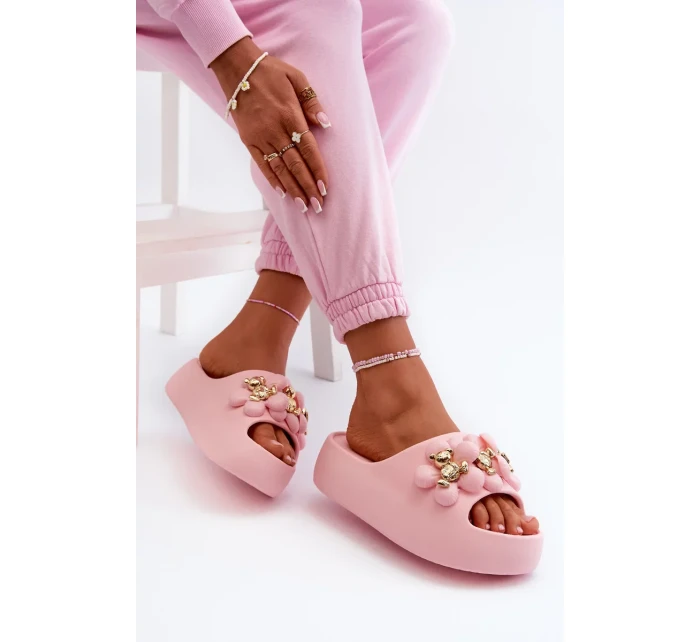 Dámské pěnové pantofle se zdobením na silné podrážce růžové Bremavia Dámské pěnové pantofle se zdobením na silné podrážce růžové Bremavia