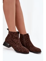 Dámské kotníkové boty z přírodní semišové kůže – hnědé (panterka) Dámské kotníkové boty z přírodní semišové kůže – hnědé (panterka)