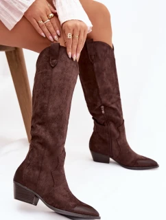 Dámské kovbojky na podpatku – čokoládové model 21837045 - Kesi