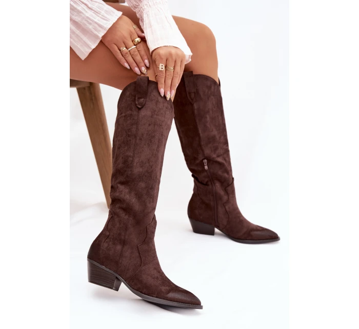 Dámské kovbojky na podpatku – čokoládové model 21837045 - Kesi Dámské kovbojky na podpatku – čokoládové model 21837045 - Kesi