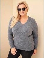 Dámský svetr Plus Size z baby alpaky s dlouhým rukávem grafitový Dámský svetr Plus Size z baby alpaky s dlouhým rukávem grafitový