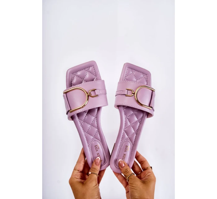 Dámské klasické kožené pantofle s zdobením fialový model 21591202 - Boto Dámské klasické kožené pantofle s zdobením fialový model 21591202 - Boto