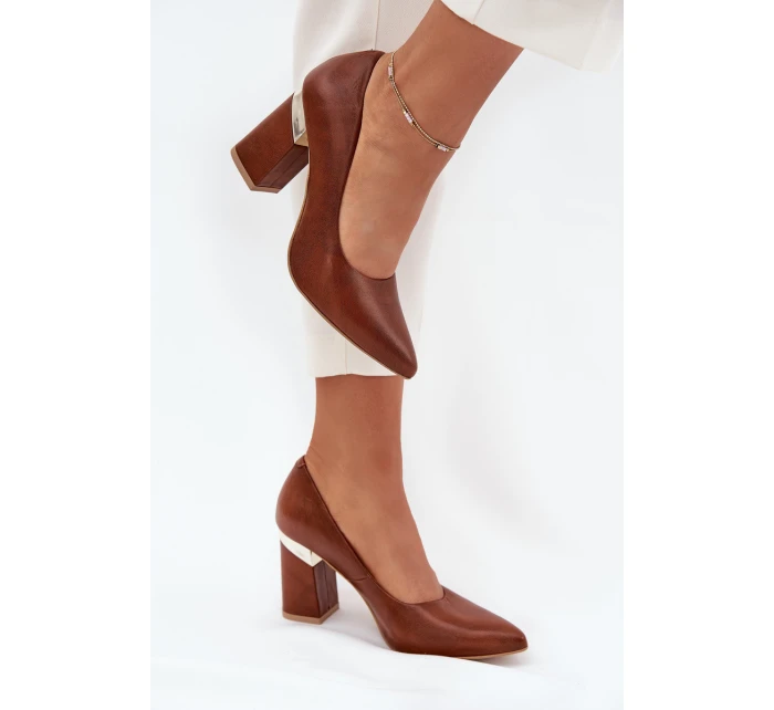 Kožené Lodičky Lewski model 21704050 Tmavě hnědé - Boto