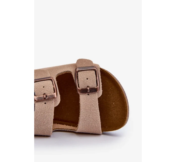 Dětské sandály na korkové platformě, zapínání na suchý zip, Béžová Rorria