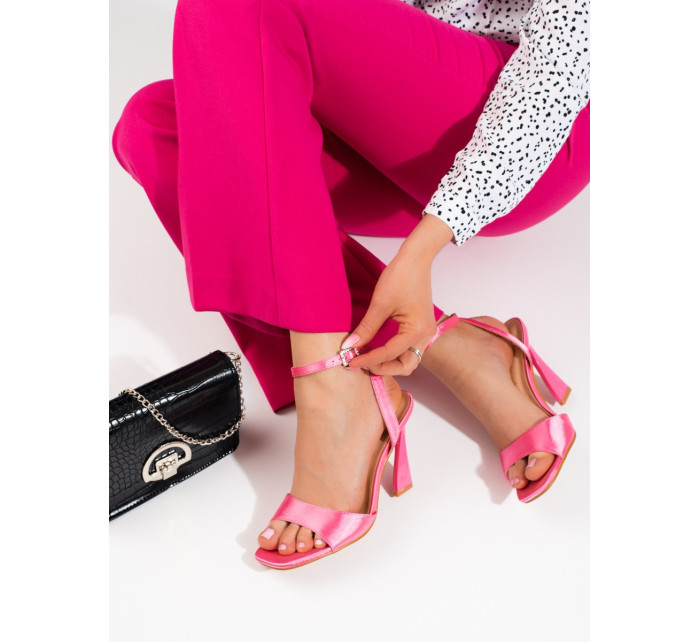 Výborné  sandály růžové dámské na jehlovém podpatku