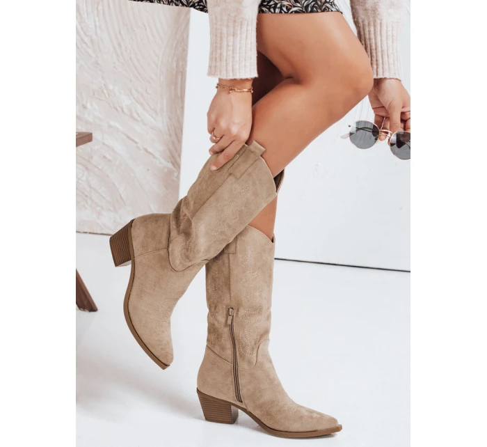 Dámské kovbojské boty béžové Dstreet ZY1091 Dámské kovbojské boty béžové Dstreet ZY1091