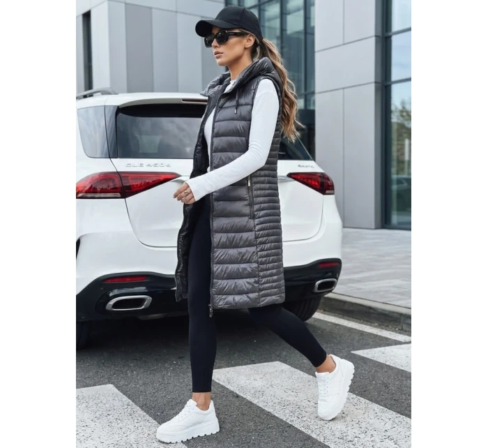 Dámská prošívaná vesta s kapucí šedá FashionStreet TY5254