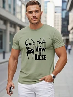 Pánské bavlněné tričko s klasickým potiskem v zelené barvě FashionStreet NX5145R