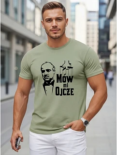 Tshirt męski klasyczny z nadrukiem bawełniany zielony model 22217912 - FashionStreet