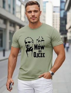 Tshirt męski klasyczny z nadrukiem bawełniany zielony model 22217912 - FashionStreet