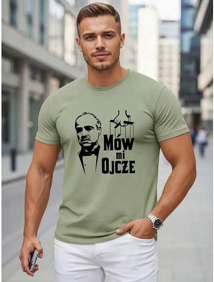 Tshirt męski klasyczny z nadrukiem bawełniany zielony model 22217912 - FashionStreet Tshirt męski klasyczny z nadrukiem bawełniany zielony model 22217912 - FashionStreet