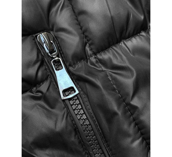 Dlouhá černá dámská zimní bunda (YP-22073-1)