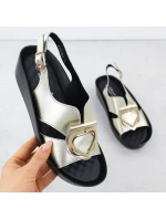 Dámské kožené sandály na platformě zlaté S.Barski KV51-031