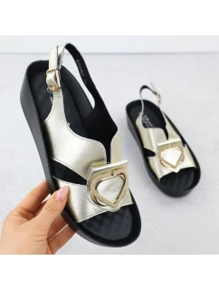 Dámské kožené sandály na platformě zlaté S.Barski KV51-031