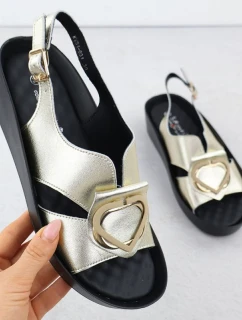 Dámské kožené sandály na platformě zlaté S.Barski KV51-031