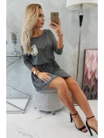 Flitrové šaty s kapsami v grafitové barvě