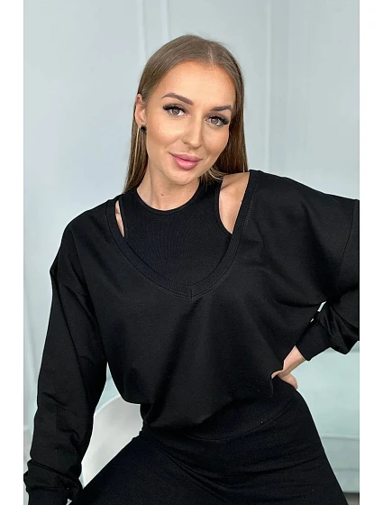 model 18752906 sada mikina + top + legíny černá - K-Fashion