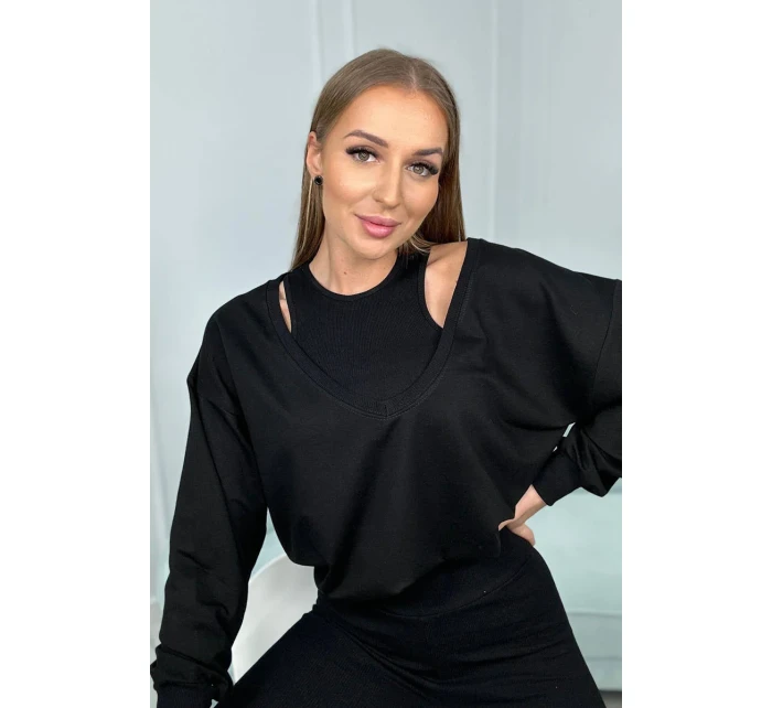 3-dílná sada mikina + top + legíny černá