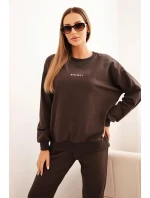 Dámská bavlněná souprava s potiskem Minimal hnědá Dámská bavlněná souprava s potiskem Minimal hnědá