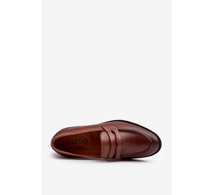 Mužské kožené polobotky Loafer Zazoo 1570/1 hnědé