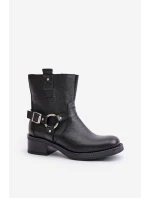 model 21673721 Kožené Boty Na Nízkém Podpatku Zateplené Černé - Zazoo model 21673721 Kožené Boty Na Nízkém Podpatku Zateplené Černé - Zazoo