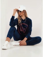 VIP PRIVATE tmavě modrý dámský velurový komplet FashionStreet AY0867 VIP PRIVATE tmavě modrý dámský velurový komplet FashionStreet AY0867