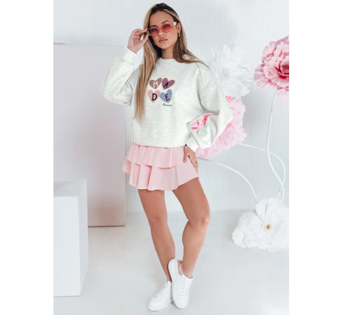 Dámská nadměrná mikina se srdíčky MADELIN šedá FashionStreet BY1459 Dámská nadměrná mikina se srdíčky MADELIN šedá FashionStreet BY1459