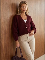 Kardigan damski luźny na guziki bordowy FashionStreet MY2572 Kardigan damski luźny na guziki bordowy FashionStreet MY2572