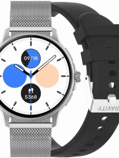 Dámské chytré hodinky  Černý silikonový řemínek + stříbrný náramek model 21806509 - Gravity