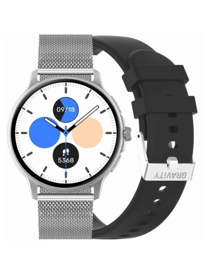 Dámské chytré hodinky GRAVITY GT12-7 Černý silikonový řemínek + stříbrný náramek Dámské chytré hodinky GRAVITY GT12-7 Černý silikonový řemínek + stříbrný náramek