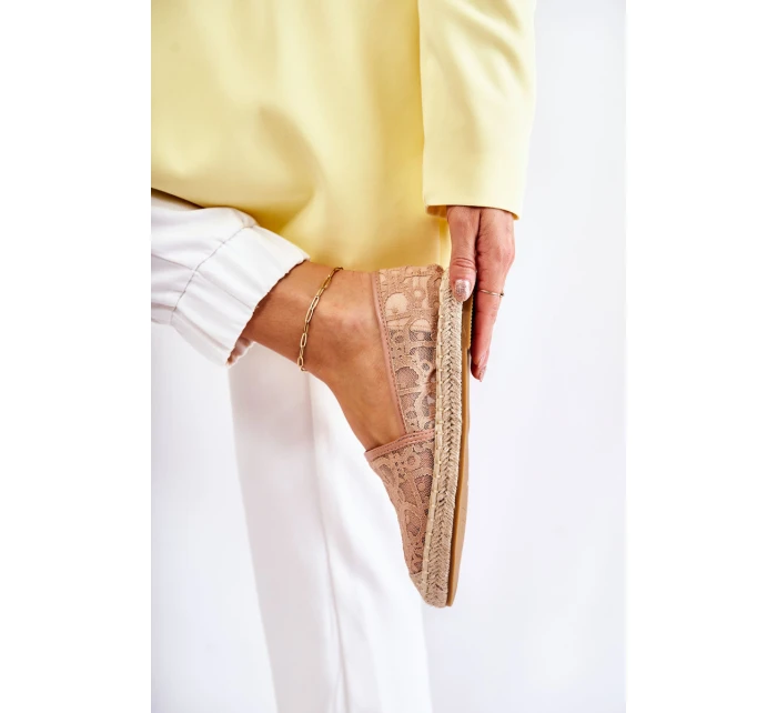 Klasické dámské espadrilky prolamované nude Catris
