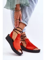 Semišové sandály na klínku Nicole 2743 oranžová Semišové sandály na klínku Nicole 2743 oranžová