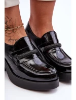 Kožené polobotky na sloupku s ozdobou černé model 21630030 - Boto