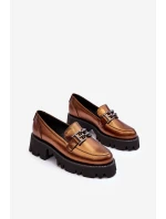 Dámské kožené polobotky s ozdobou zlatou model 21636797 - Laura Messi