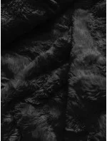 Černá lesklá zimní bunda s mechovitou kožešinovou podšívkou (w674) Černá lesklá zimní bunda s mechovitou kožešinovou podšívkou (w674)