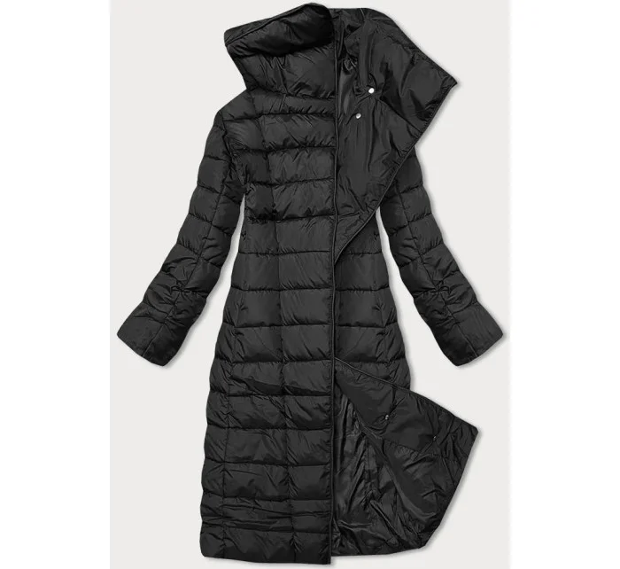 Černá dlouhá dámská zimní bunda s límcem (my017) Černá dlouhá dámská zimní bunda s límcem (my017)