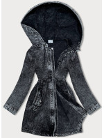 Volná černá džínová dámská denimová bunda (POP7065-K)