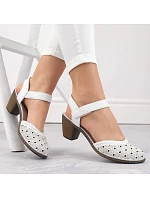 Kožené pohodlné sandály Rieker W RKR650 white Kožené pohodlné sandály Rieker W RKR650 white