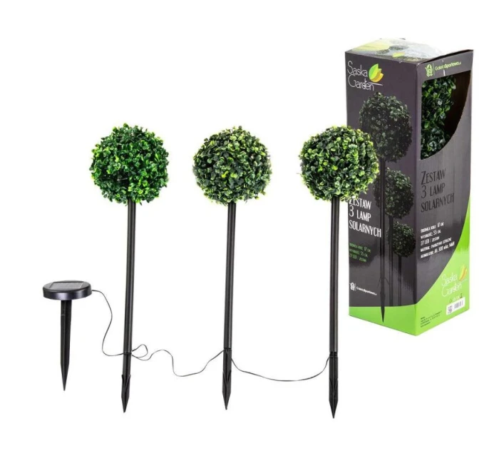 SADA SOLÁRNÍCH SVĚTEL 3 BOXWOOD KOULE 27 VEDL