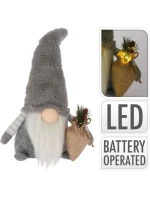 DEKORATIVNÍ PLYŠOVÝ TRPASLÍK LED 38CM ŠEDÝ