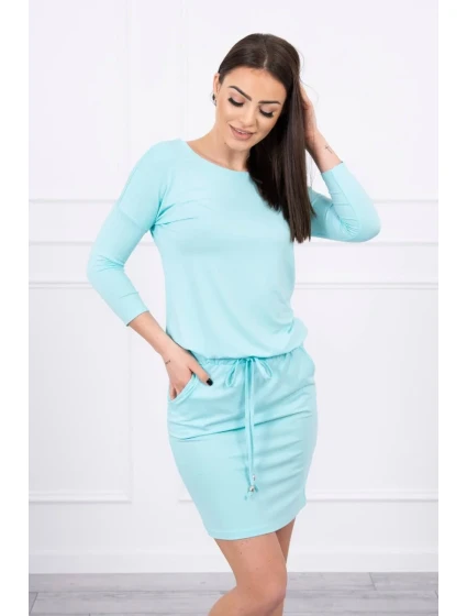 Viskózové šaty s vázáním v pase v mátové barvě