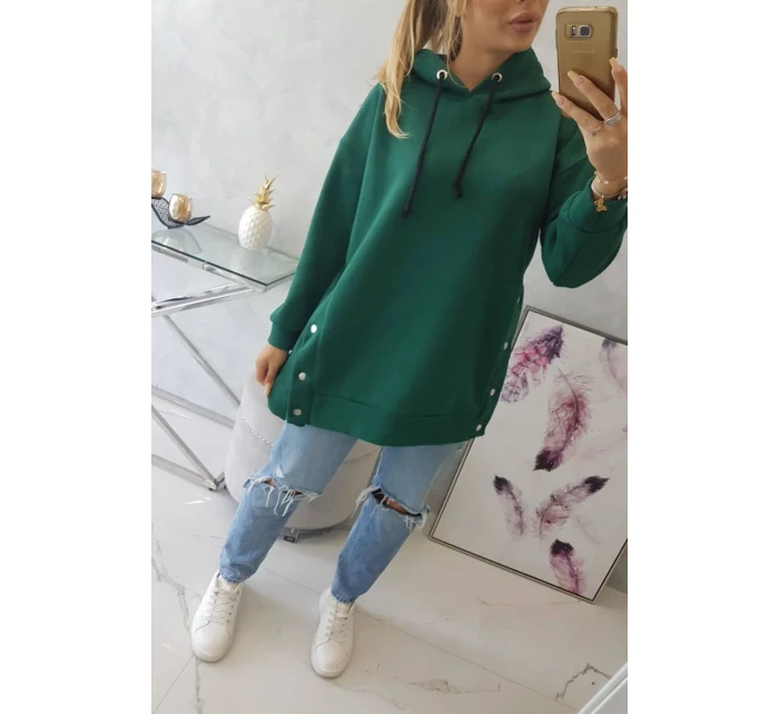 Zateplená mikina s patentkami tmavě zelená