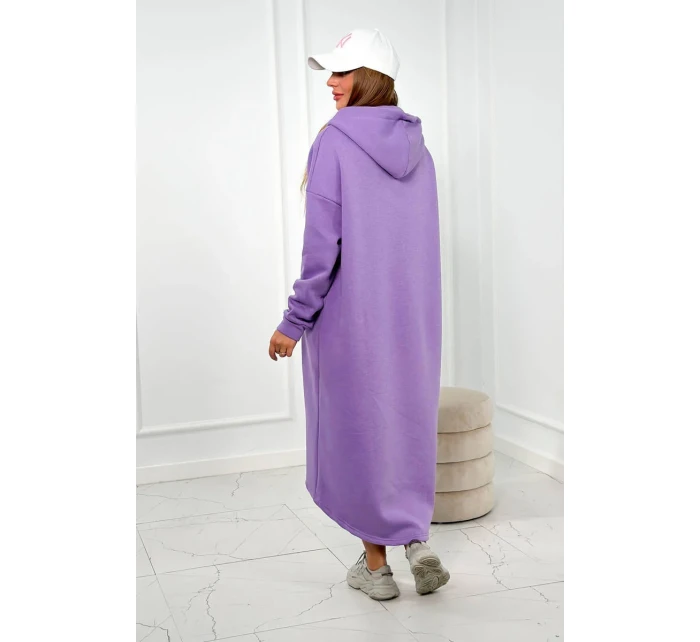 Zateplené šaty s kapucí fialka