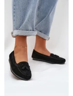 Dámské Ploché Klasické Semišové Mokasíny model 21686077 Černé - S.Barski