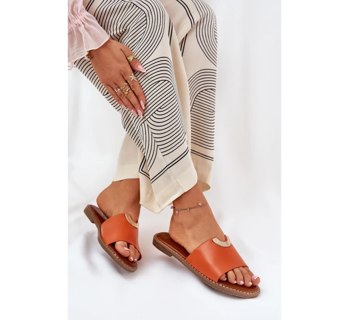 Dámské Pantofle Eko Kožené S Ozdobnými Oranžové model 21689334 - Boto Dámské Pantofle Eko Kožené S Ozdobnými Oranžové model 21689334 - Boto