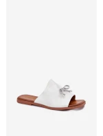 Dámské sandály na plochém podpatku se vázáním stříbrné model 21701710 - EVENTO