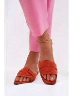 Dámské ploché nazouváky s pásky Eko semiš Oranžové Florane